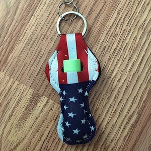 American Flag Lip Balm Holder Keychain